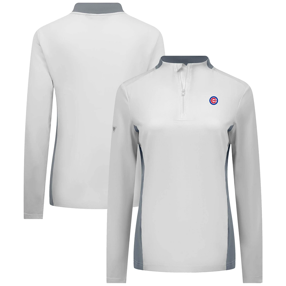 Women's Levelwear White Chicago Cubs Moxie Insignia Quarter-Zip Pullover