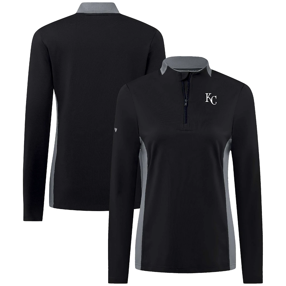 Women's Levelwear Black Kansas City Royals Moxie Insignia Quarter-Zip Pullover
