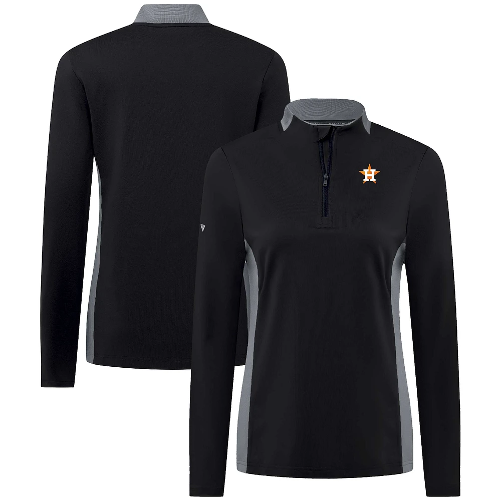 Women's Levelwear Black Houston Astros Moxie Insignia Quarter-Zip Pullover
