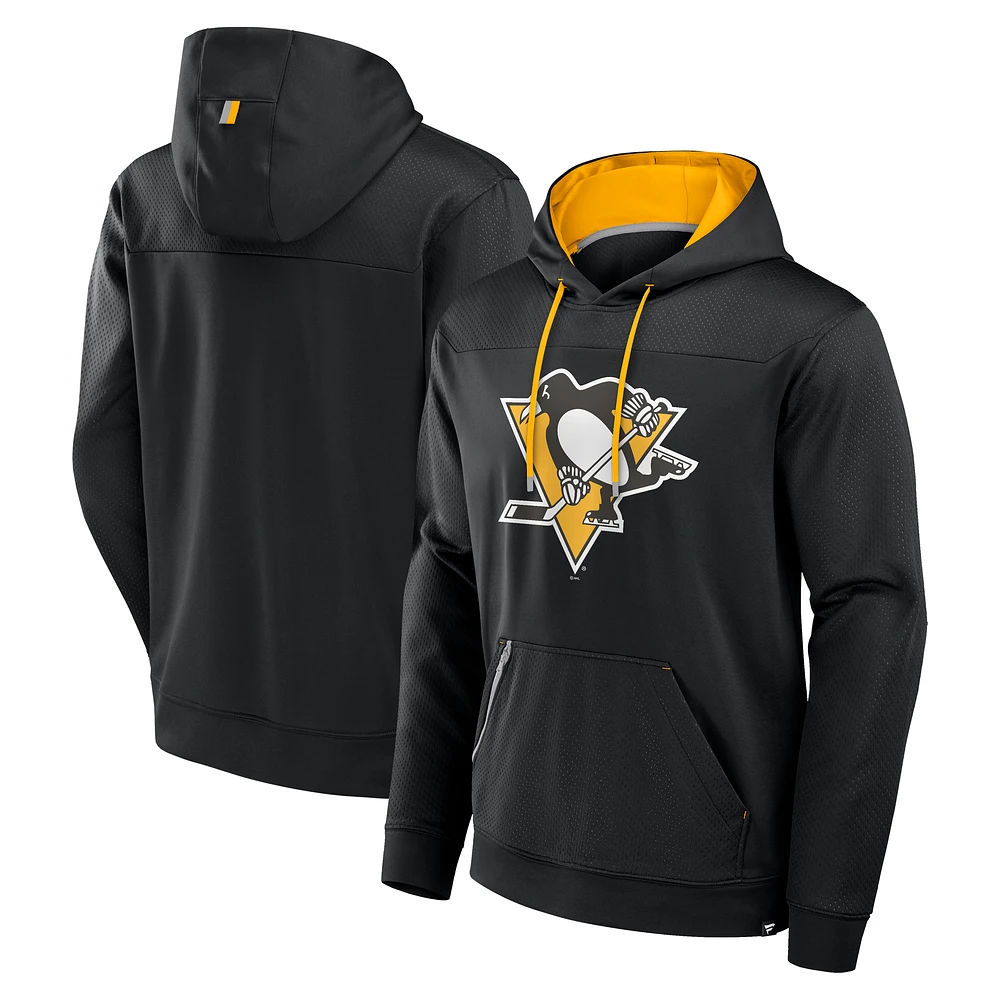 Men's Fanatics Black Pittsburgh Penguins Defender Pullover Hoodie