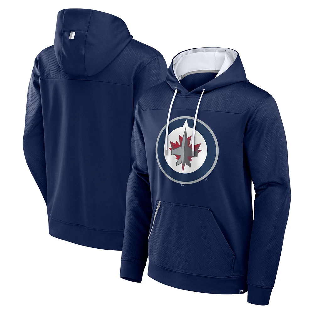 Men's Fanatics Navy Winnipeg Jets Defender Pullover Hoodie