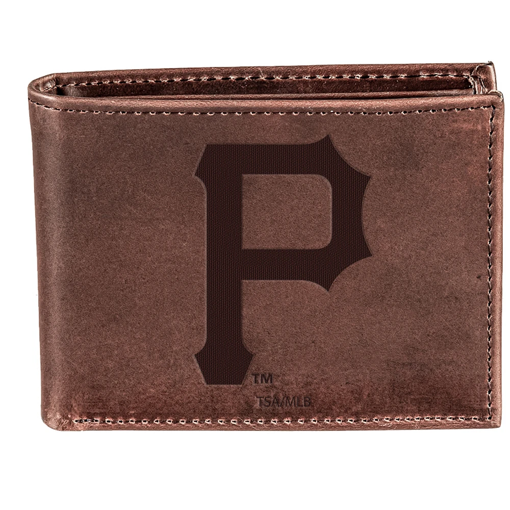 Brown Pittsburgh Pirates Bi-Fold Leather Wallet