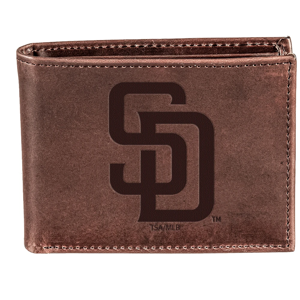 Brown San Diego Padres Bi-Fold Leather Wallet