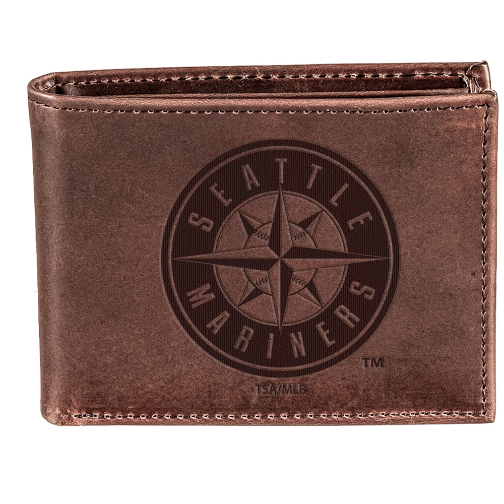 Brown Seattle Mariners Bi-Fold Leather Wallet
