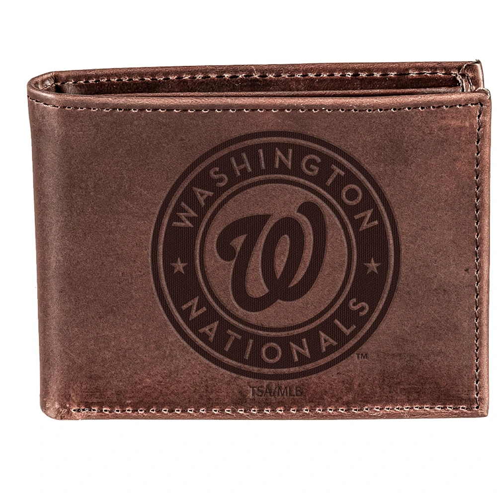 Brown Washington Nationals Bi-Fold Leather Wallet