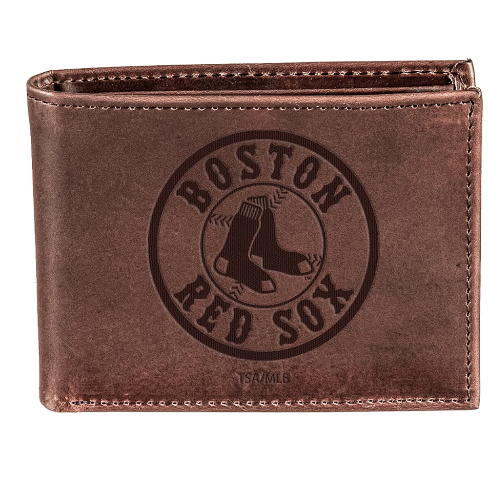 Brown Boston Red Sox Bi-Fold Leather Wallet