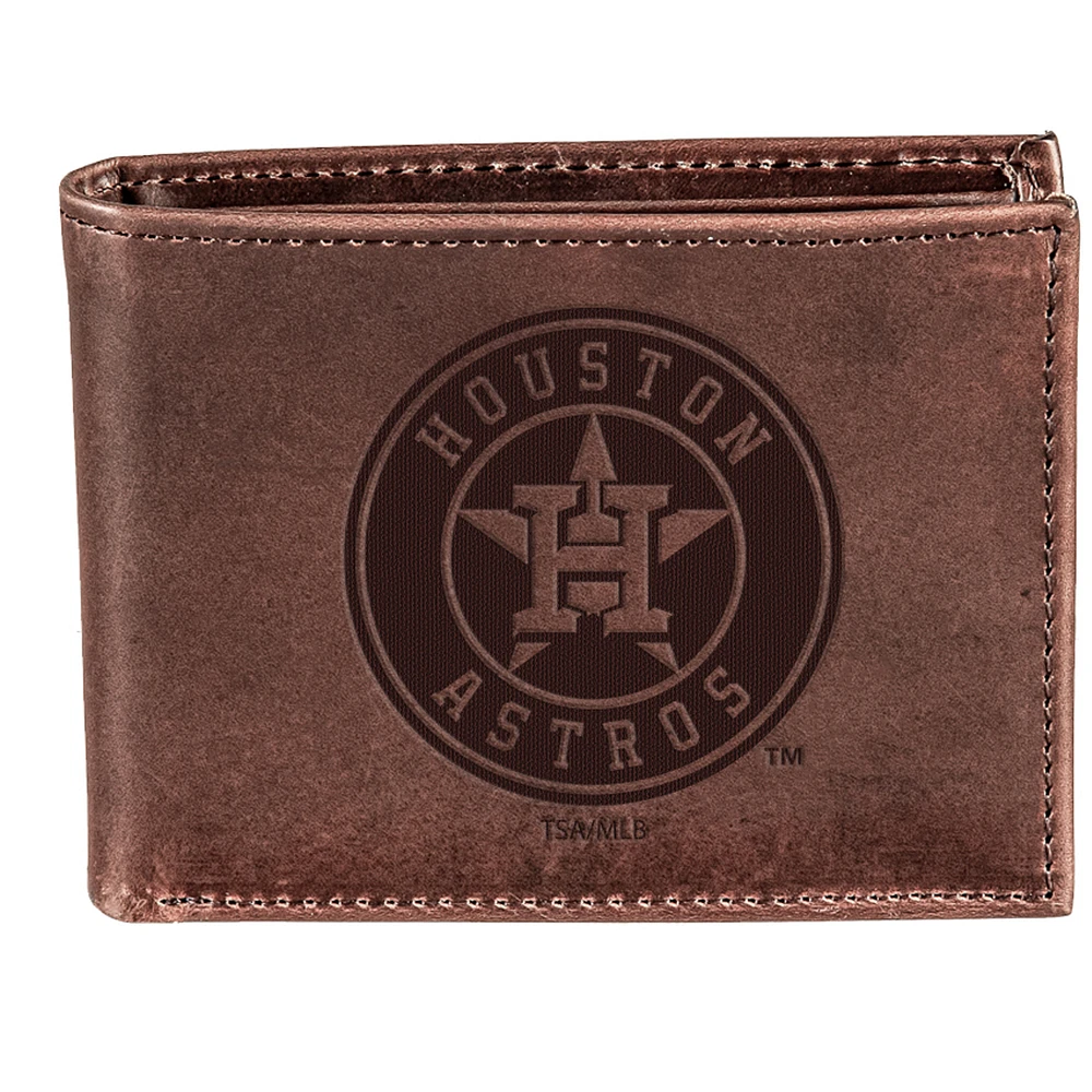 Brown Houston Astros Bi-Fold Leather Wallet