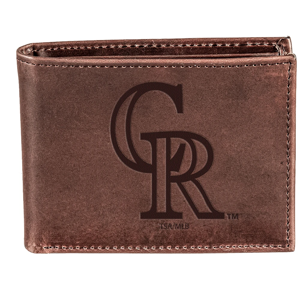 Brown Colorado Rockies Bi-Fold Leather Wallet