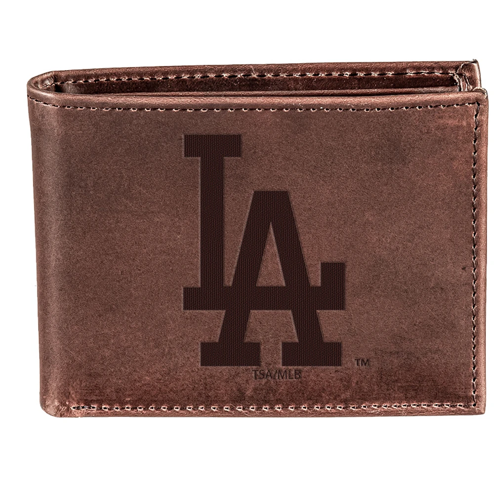 Brown Los Angeles Dodgers Bi-Fold Leather Wallet