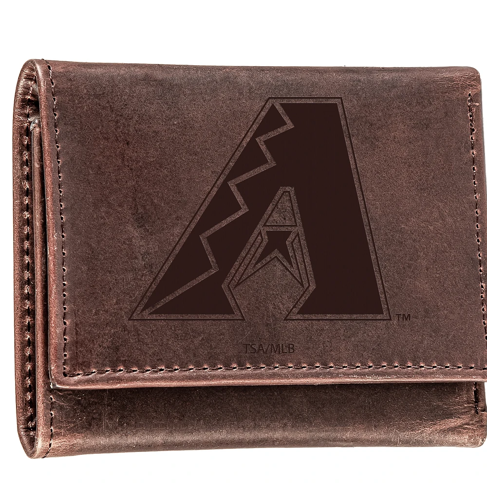 Brown Arizona Diamondbacks Tri-Fold Leather Wallet