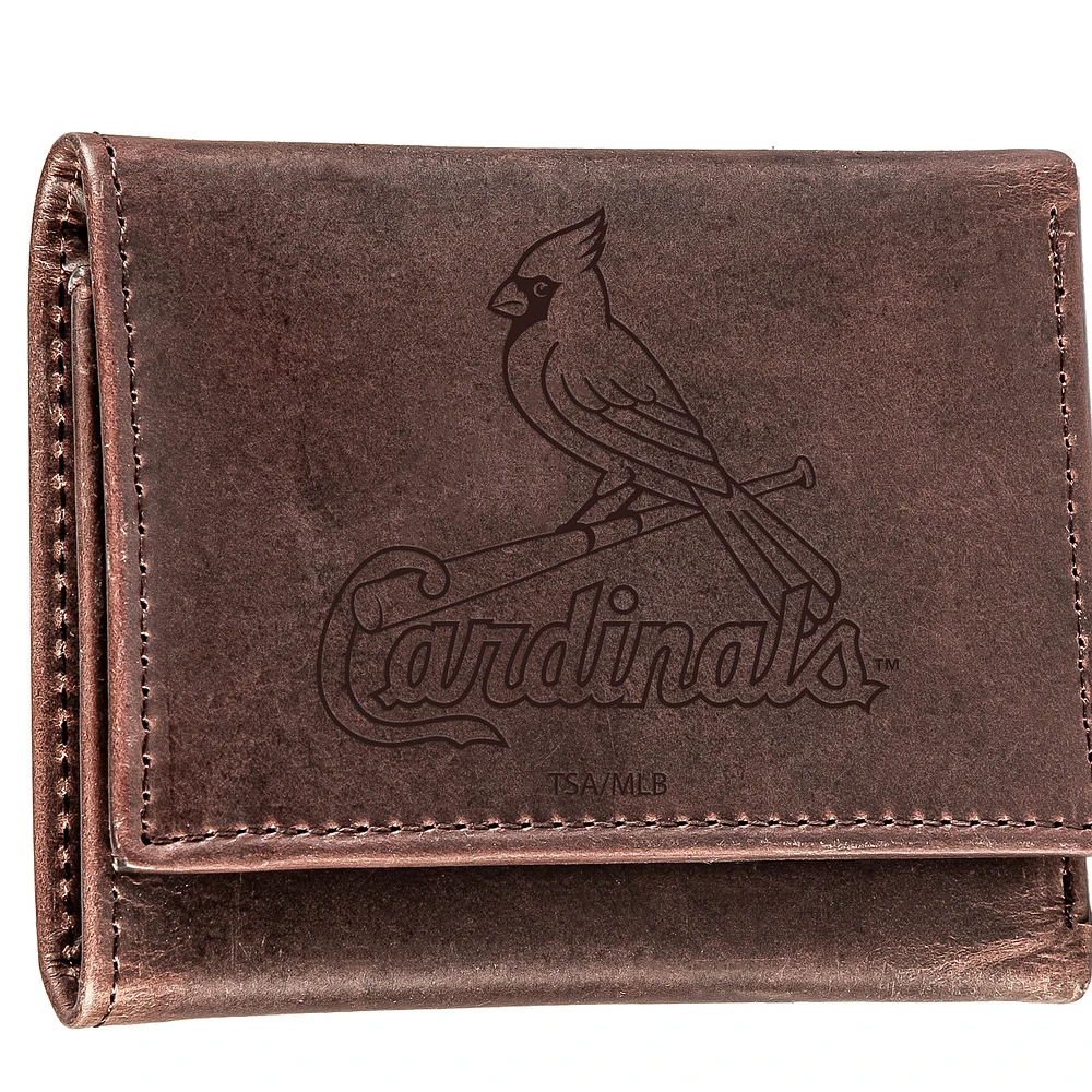 Brown St. Louis Cardinals Tri-Fold Leather Wallet