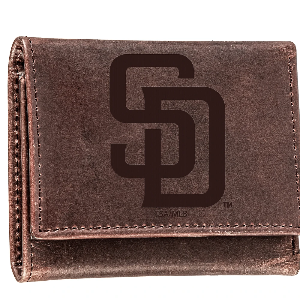 Brown San Diego Padres Tri-Fold Leather Wallet