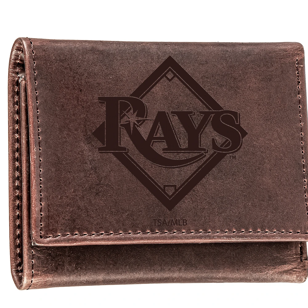 Brown Tampa Bay Rays Tri-Fold Leather Wallet