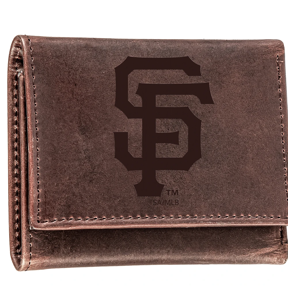 Brown San Francisco Giants Tri-Fold Leather Wallet