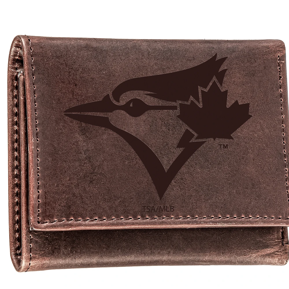 Brown Toronto Blue Jays Tri-Fold Leather Wallet