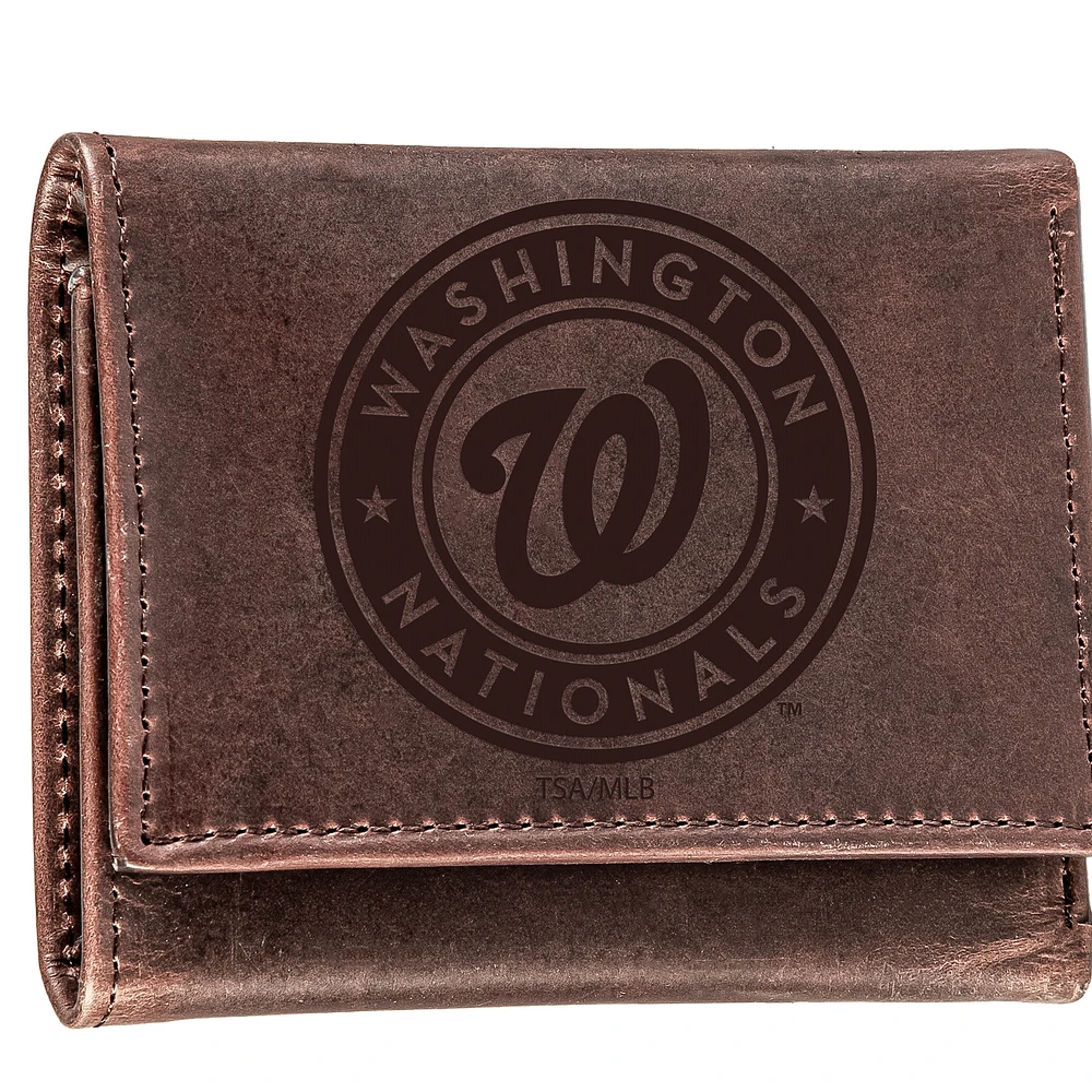 Brown Washington Nationals Tri-Fold Leather Wallet
