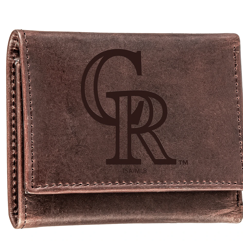 Brown Colorado Rockies Tri-Fold Leather Wallet