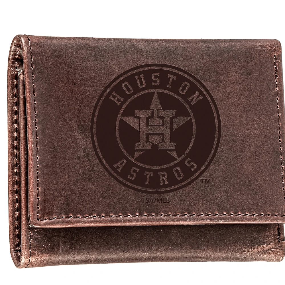 Brown Houston Astros Tri-Fold Leather Wallet