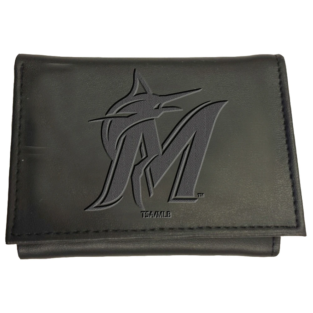 Black Miami Marlins Hybrid Tri-Fold Wallet