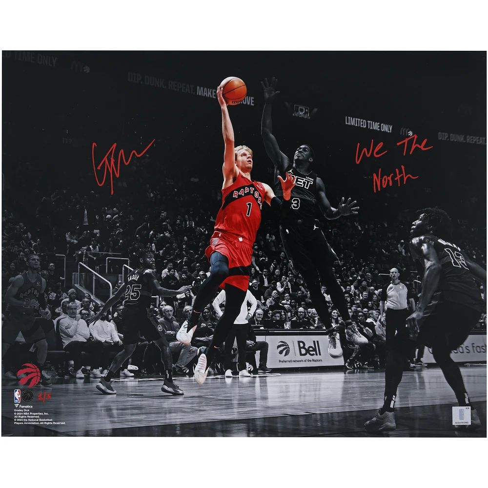 Limited Edition of 5: Gradey Dick Toronto Raptors Autographed Spotlight Photo with Inscription