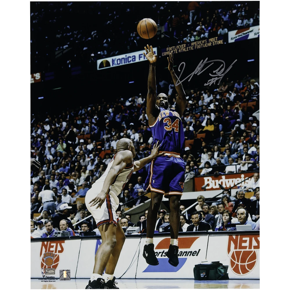 Charles Oakley New York Knicks Autographed 16" x 20" Shooting vs. New Jersey Nets Photograph