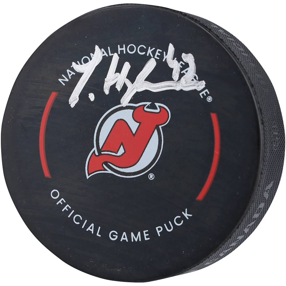 Luke Hughes New Jersey Devils Autographed Official Game Puck
