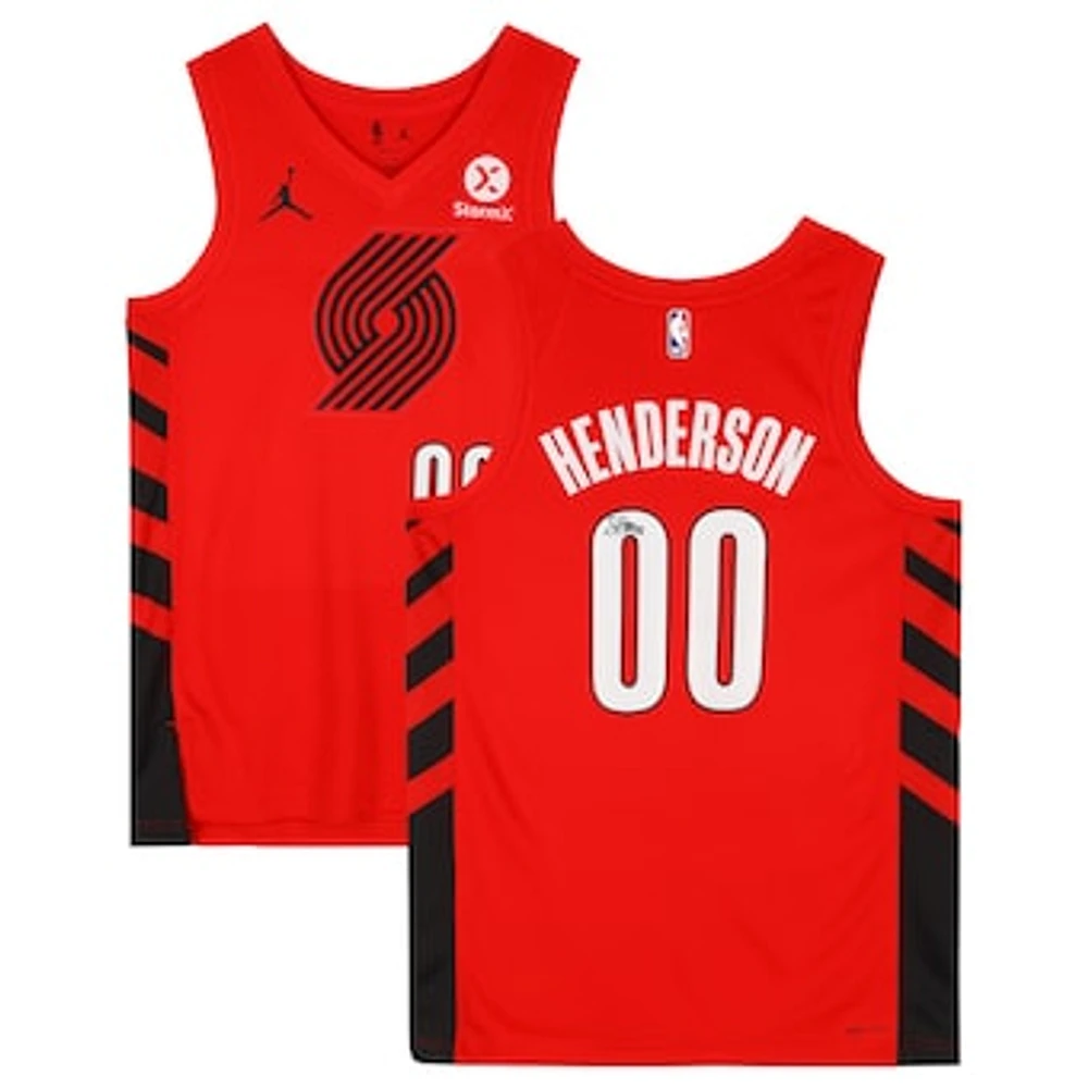Scoot Henderson Portland Trail Blazers Autographed Red Jordan Brand Swingman Jersey