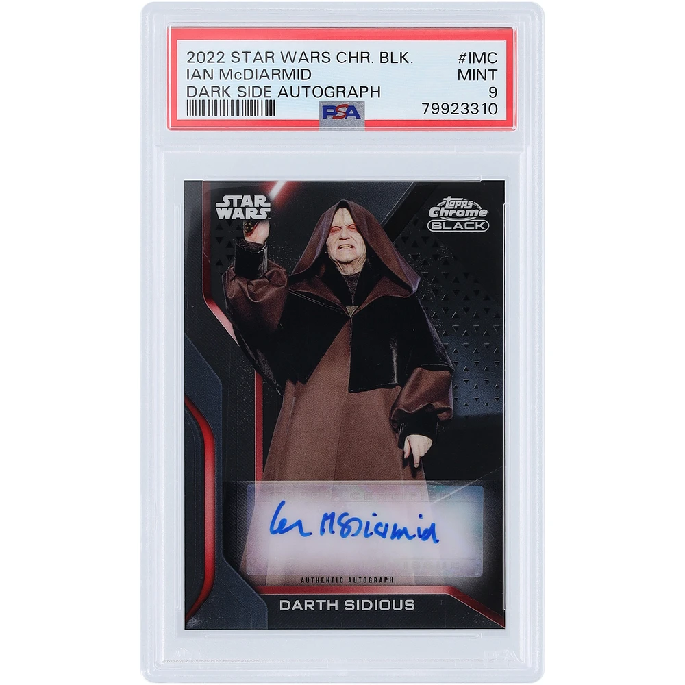 Ian McDiarmid Star Wars Autographed 2022 Topps Chrome Black Dark Side #DS-IMC PSA Authenticated 9 Card
