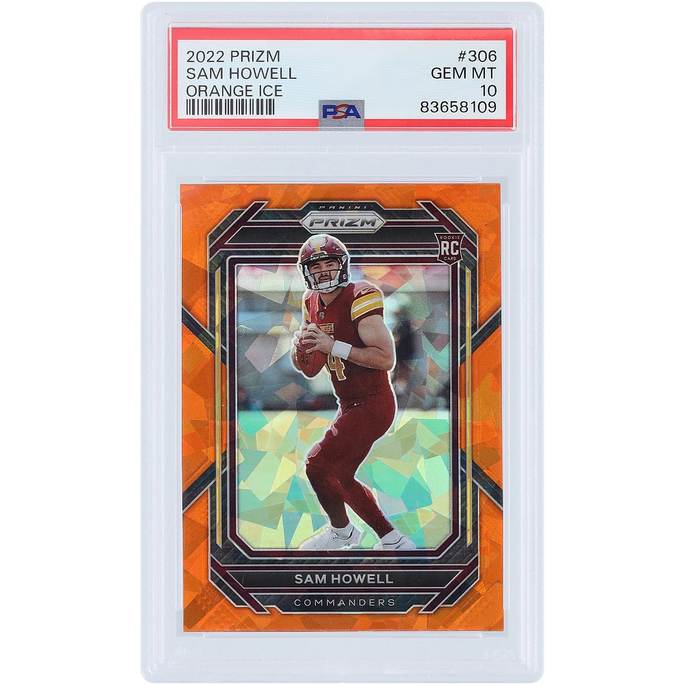 Sam Howell Washington Commanders 2022 Panini Prizm Orange Ice Prizm #306 PSA Authenticated 10 Rookie Card