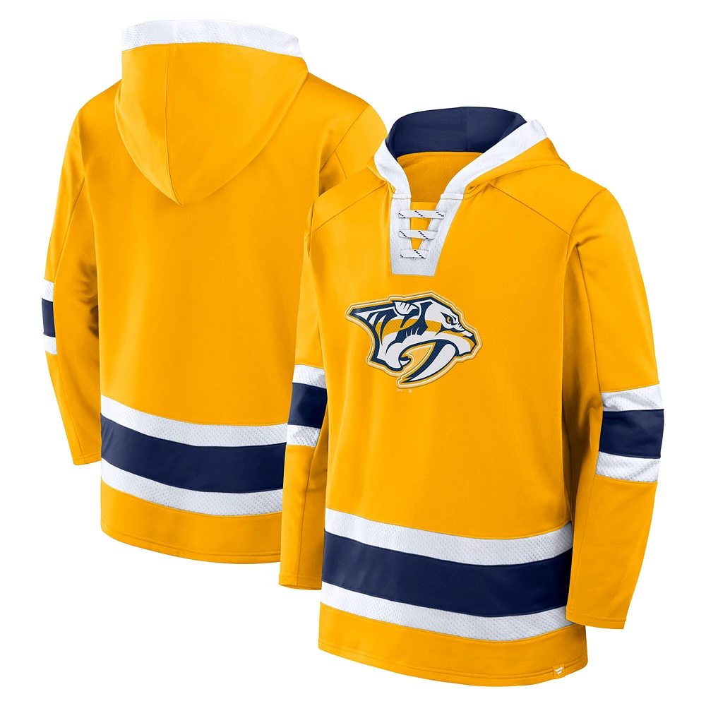 Men's Fanatics Gold Nashville Predators Inside Line Fleece Pullover Hoodie