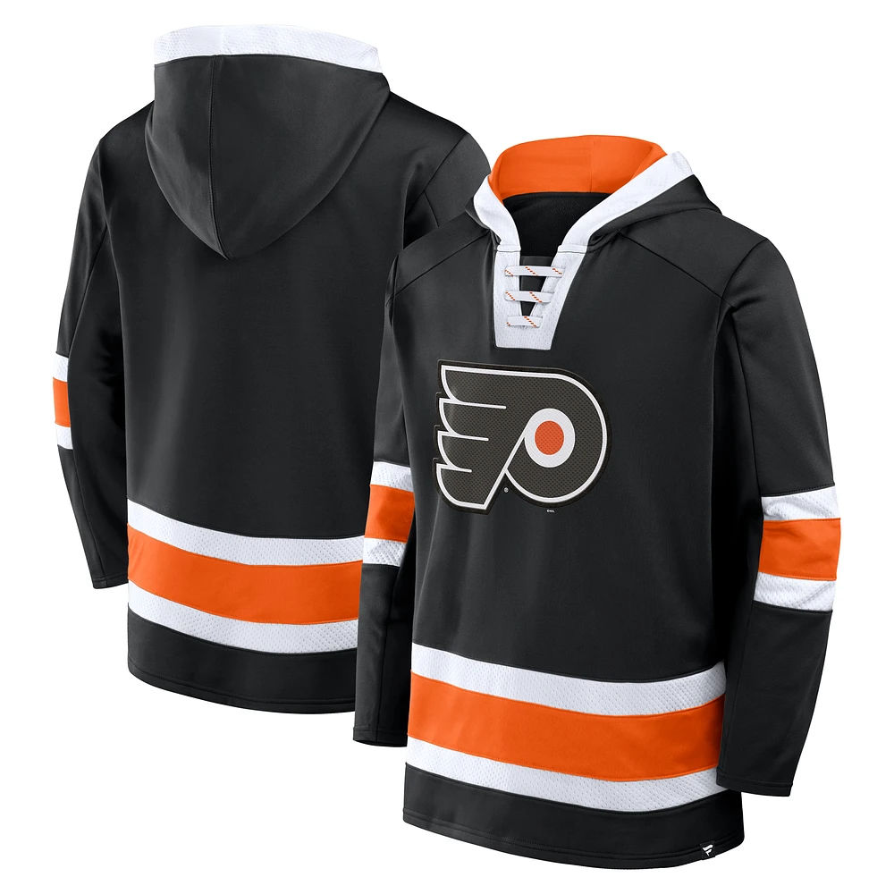 Men's Fanatics Black Philadelphia Flyers Inside Line Fleece Pullover Hoodie