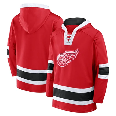 Men's Fanatics Red Detroit Wings Inside Line Fleece Pullover Hoodie