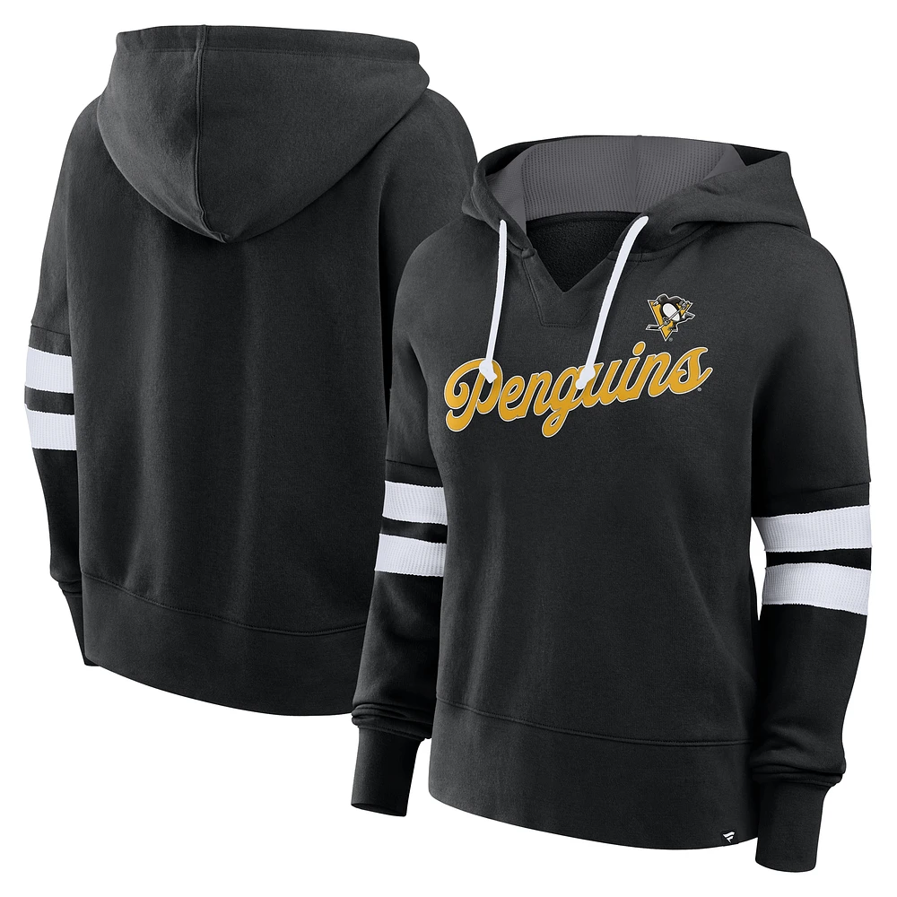 Women's Fanatics Black Pittsburgh Penguins Oversized Seize Pullover Hoodie