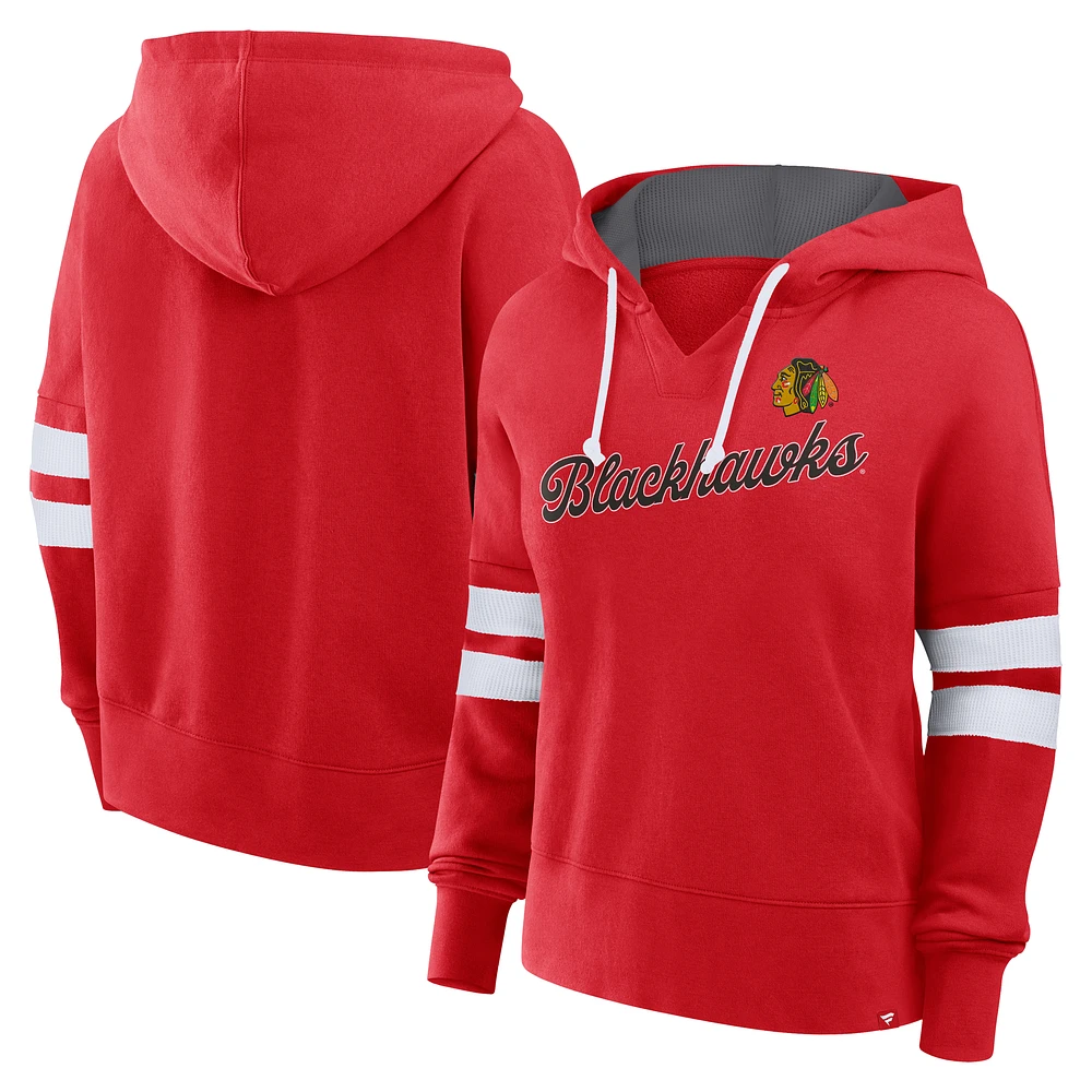 Women's Fanatics Red Chicago Blackhawks Oversized Seize Pullover Hoodie