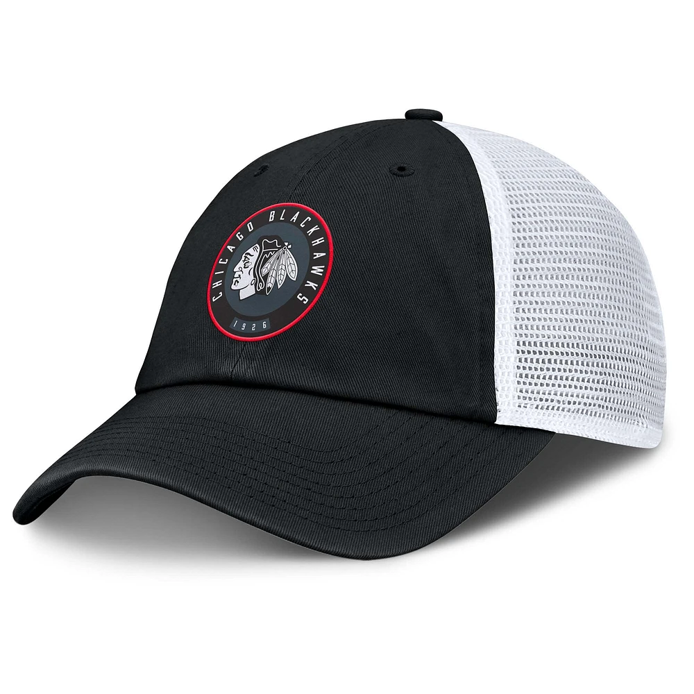 Men's Fanatics Black/White Chicago Blackhawks Averie Trucker Adjustable Hat