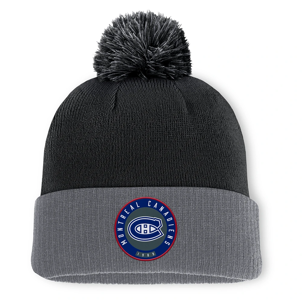 Men's Fanatics Black Montreal Canadiens Aspyn Cuffed Knit Hat with Pom