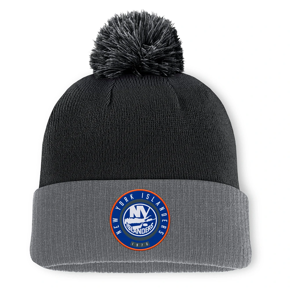 Men's Fanatics Black New York Islanders Aspyn Cuffed Knit Hat with Pom
