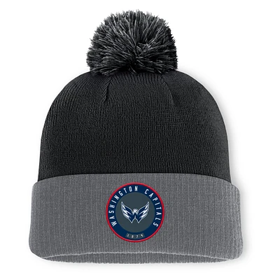Men's Fanatics Black Washington Capitals Aspyn Cuffed Knit Hat with Pom