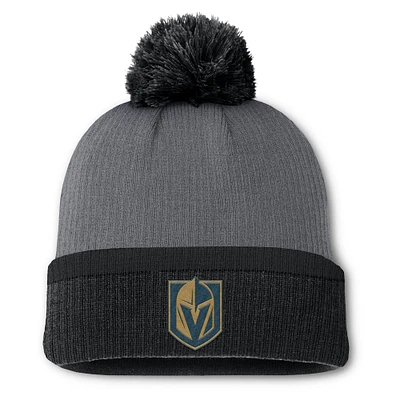 Women's Fanatics Charcoal Vegas Golden Knights Cuffed Knit Hat with Pom