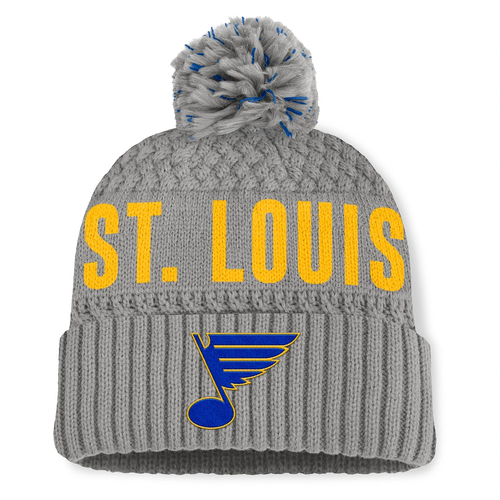 Women's Fanatics Gray St. Louis Blues Heritage Tilly Cuffed Knit Hat with Pom