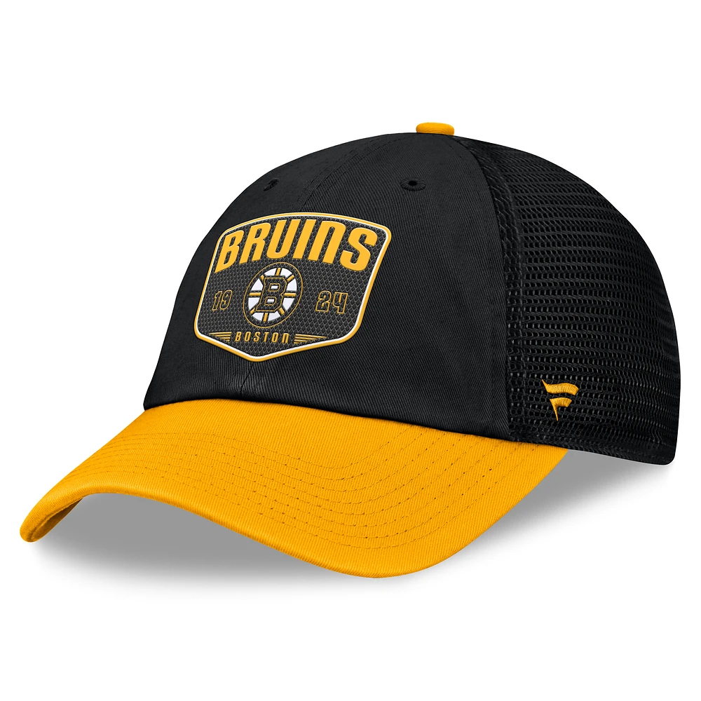 Men's Fanatics Black Boston Bruins Fundamental One-Time Trucker Adjustable Hat
