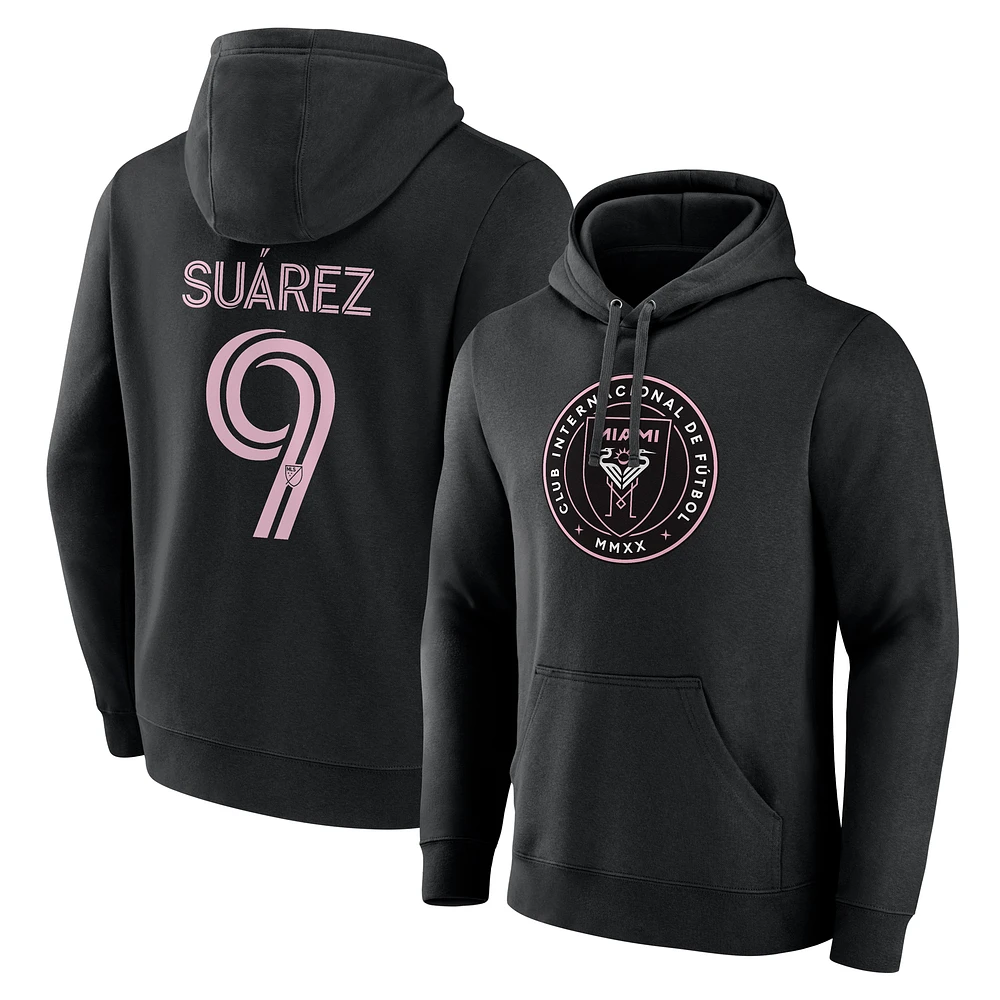 Men's Luis Suárez Black Inter Miami CF Team Authentic Player Name & Number Pullover Hoodie