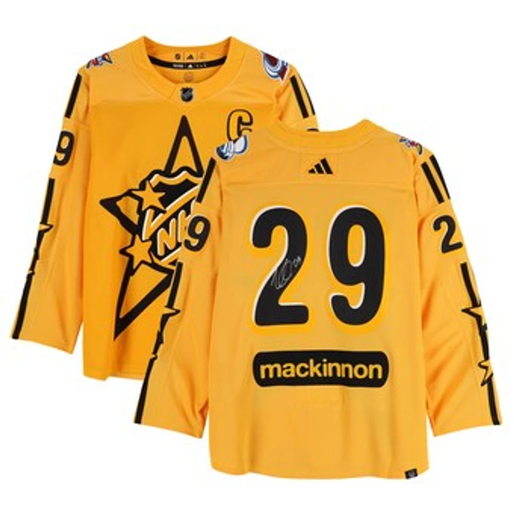 Nathan MacKinnon Colorado Avalanche Autographed Yellow 2024 All-Star Game adidas Authentic Jersey