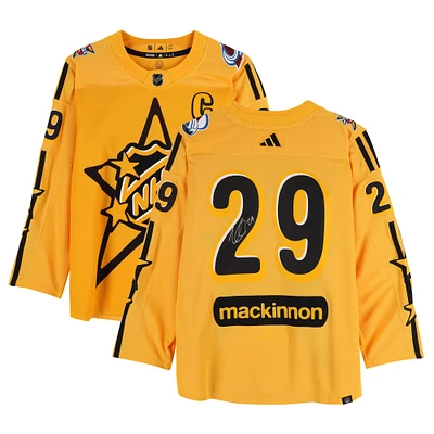 Nathan MacKinnon Colorado Avalanche Autographed Yellow 2024 All-Star Game adidas Authentic Jersey