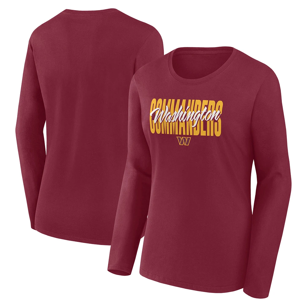 Women's Logo Athletic Burgundy Washington Commanders Grip Long Sleeve T-Shirt