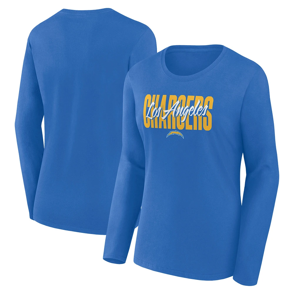 Women's Logo Athletic Powder Blue Los Angeles Chargers Grip Long Sleeve T-Shirt