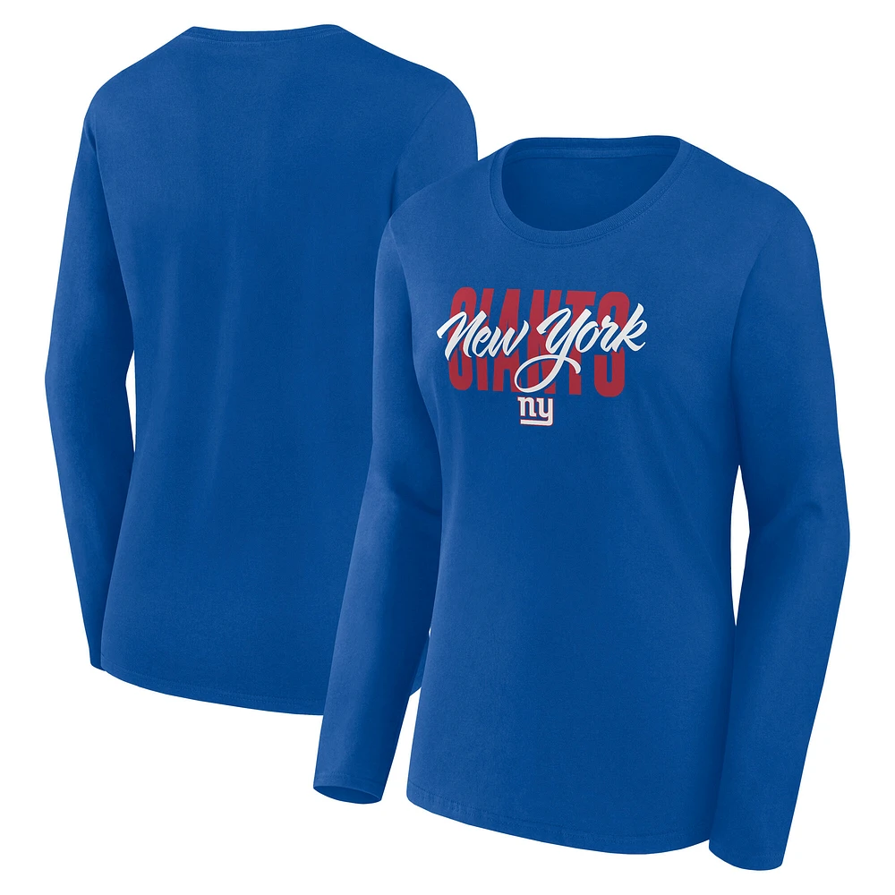 Women's Logo Athletic Royal New York Giants Grip Long Sleeve T-Shirt