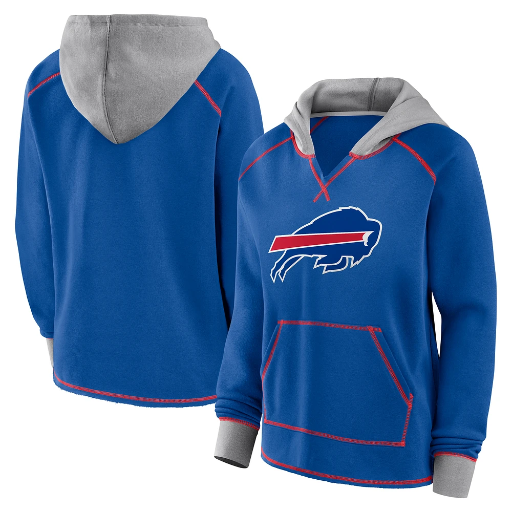 Women's Logo Athletic Royal Buffalo Bills Boom Fleece Pullover V-Neck Hoodie