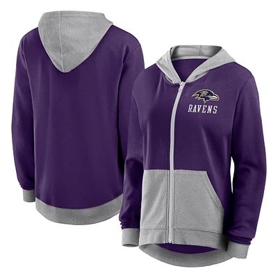 Women's Logo Athletic Purple Baltimore Ravens Hit It French Terry Full-Zip Hoodie