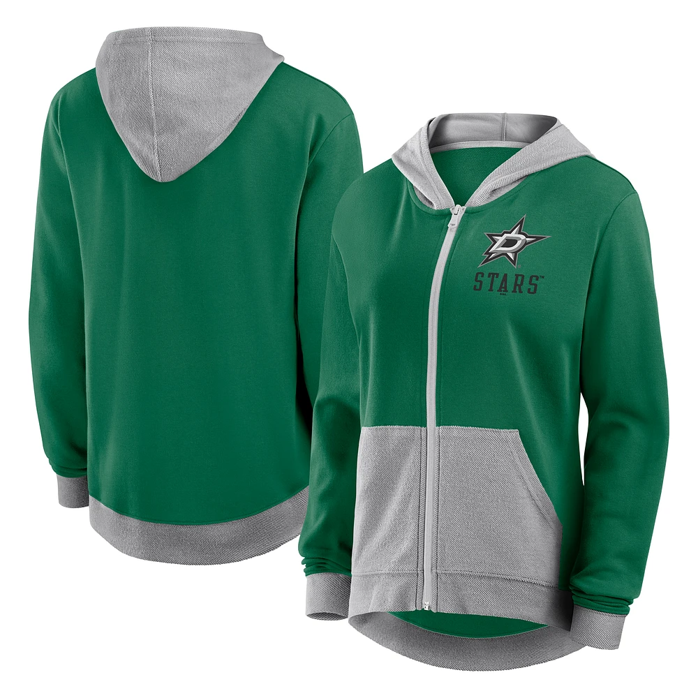 Women's Logo Athletic Kelly Green Dallas Stars Hit It French Terry Full-Zip Hoodie